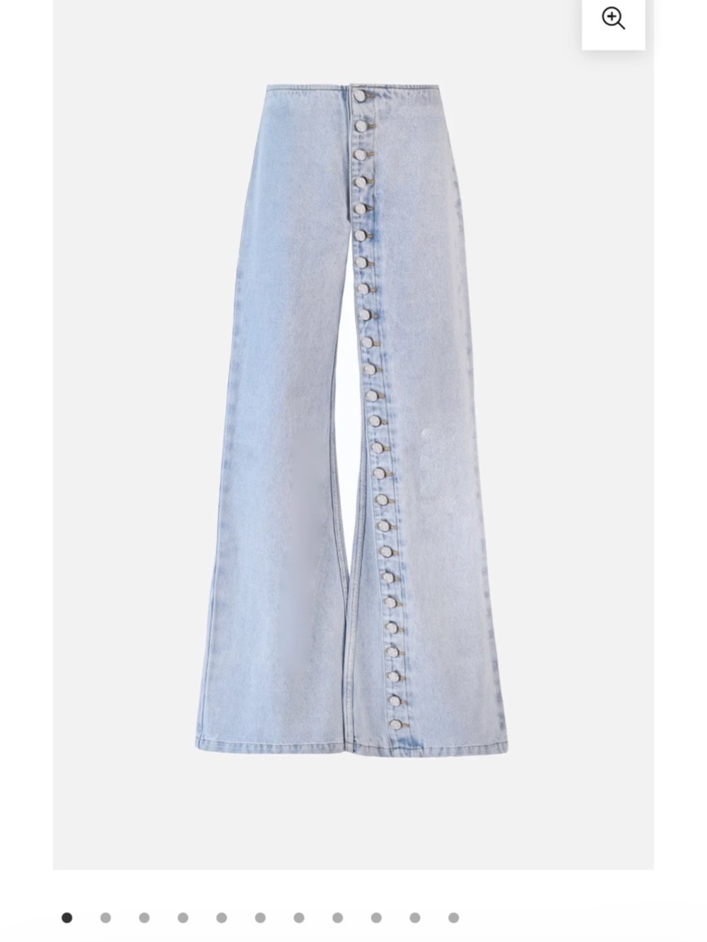 High-Waist Light Blue Button-Front Wide Leg Jeans
